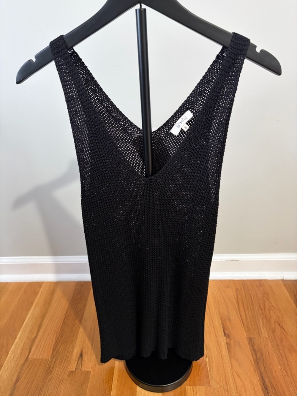 LA MIEL Black Open-Knit Mini Tank Top